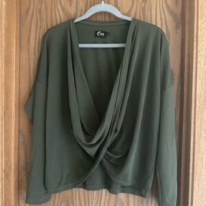 ZYIA Active Olive Drape Front Top